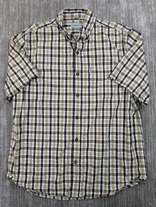Carhartt Shirt Mens LARGE Green Plaid Button Up Short Sleeve Work Cotton Relaxed - Picture 1 of 9