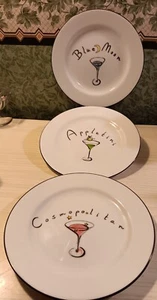 3er Set Keramik Scheune Vorspeise 8 Zoll Geschirr Cocktail Teller mit Martini Thema - Bild 1 von 11