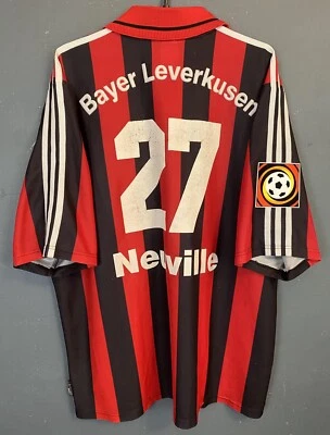 WORN NEUVILLE BAYER 04 LEVERKUSEN 2001/2002 FOOTBALL SOCCER SHIRT JERSEY SIZE XL - Image 1 of 4