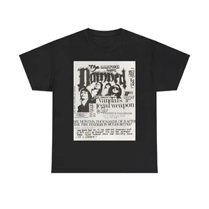 Vintage Punk Rock Show Flyer - The Damned Unisex Heavy Cotton Tee - Picture 1 of 25