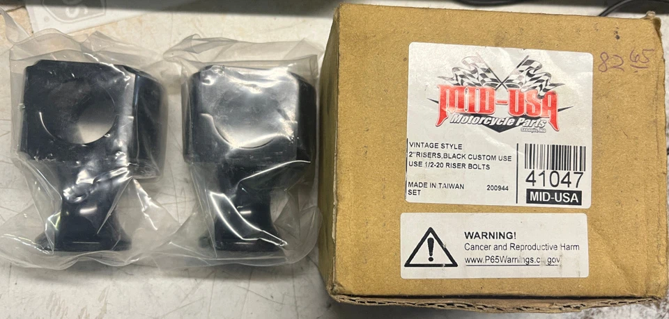 V-FACTOR Vintage Style  2" Billet Black RISERS for 1" HANDLEBARS Harley 41047 - Image 1 of 1