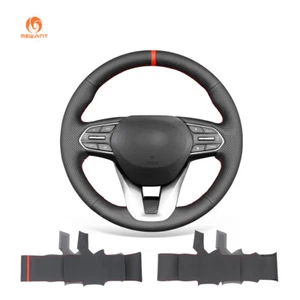 Funda de volante de cuero sintético negra MEWANT DIY para Hyundai Santa Fe 2018-2022 - Imagen 1 de 12