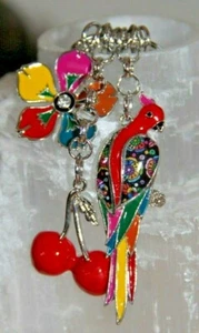 Schlüsselanhänger Accessoires Metall Emaille Überzug Vogel-Blume  Indien - Bild 1 von 8