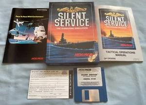 SILENT SERVICE - 1985 Commodore Amiga Videojuego de Computadora Completo/CIB SIN PROBAR - Imagen 1 de 1