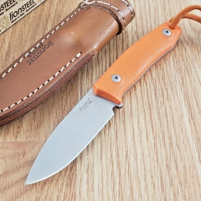 LionSTEEL M1 Fixed Knife 3" Full Tang Bohler M390 Steel Blade Orange G10 Handle - Image 1 of 4