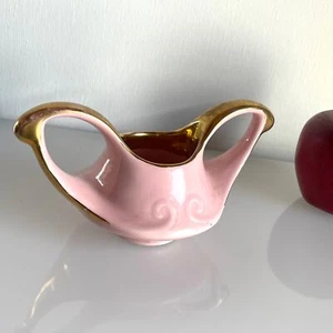 Azúcarero de cerámica rosa dorado de 7" con mango grande orejas estilo decorativo vintage - Imagen 1 de 5