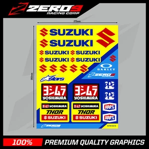 PEGATINAS SUZUKI, PEGATINAS MOTOCROSS, HOJA DE PEGATINAS, PEGATINAS MX #ZTSS-SUZ-01 - Imagen 1 de 1