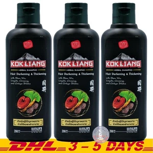 Kokliang Hair Herbal Darkening Thickening Shampoo Kok Liang 200ml x 3 - Picture 1 of 2