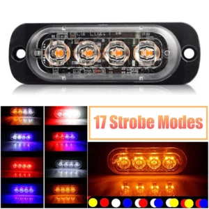 4 LED Auto Frontblitzer Orange Blitzlicht Warnleuchte LKW Strobe Licht 12V 24V - Bild 1 von 18