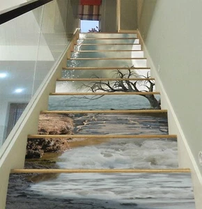 3D Grau Weide 214 Treppenstufen Dekoration Fototapete Vinyl Aufkleber Tapete - Bild 1 von 5