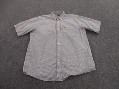 Ariat Shirt Mens M Orange Blue Diamond Abstract Western Business Outdoors Adult - Image 1 of 4