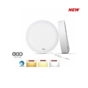 Plafoniera led tonda montaggio esterno soffitto luce 3/4/6k 20W cornice bianca - Foto 1 di 6
