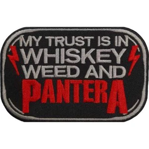 PANTERA WHISKEY AND WEED CUT OUT SHAPED WOVEN SEW OR IRON ON PATCH OFFICIAL - Imagen 1 de 7