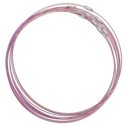 Collar de alambre de acero inoxidable rosa rosa NW144 con cierre de plata para collar colgante  Foto 1 de 2