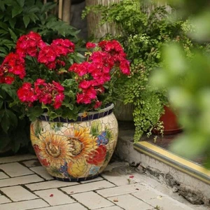 UimimiU Outdoor Villa Garten großer Blumentopf handbemalt Keramik Mosaik Pflanze - Bild 1 von 8