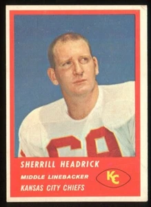 1963 Fleer #53 Sherrill Headrick Kansas City Chiefs - Foto 1 di 2