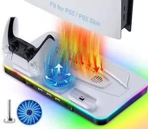 Compatible With PS5/PS5 Slim Stand,Cooling Station with RGB Color-Changing LED - Picture 1 of 5