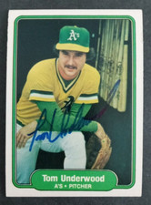 1982 Fleer SIGNED: Tom Underwood, A's #109 (Died 2010)