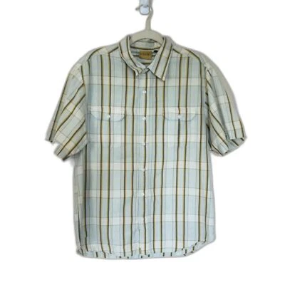 Men's RipCurl Short Sleeved Button Up Plaid Shirt Cotton Poly Soft  - Image 1 of 4