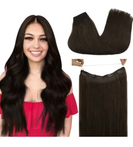 Halo Human Hair Extension Dark Brown 20in, 100g - Picture 1 of 10