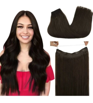 Extensión de cabello humano Halo marrón oscuro 20 pulgadas, 100 g Foto 1 de 4