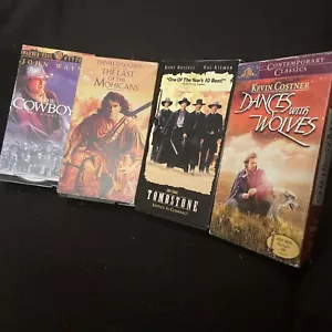 Western VHS Movies-Tombstone, Last Of The Mohicans, The Cowboys, Dances W Wolves - Picture 1 of 6