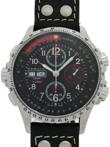 HAMILTON WATCH PILOT KHAKI X-WIND H77646733 CHRONOGRAPH AUTOMATIC BLACK SS MEN'S - Picture 1 of 9
