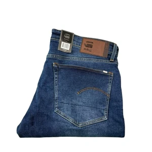 G-Star Raw Blue 3301 Straight Men’s Dark Aged Herren Jeans Größe 36x32 Neu mit Etikett - Bild 1 von 7