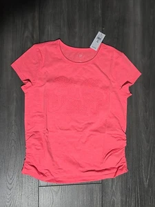 NWT - GAP Kids Girls Kids Ruched Gap Logo T-Shirt Sassy Pink Size XL (12) - Picture 1 of 4