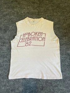 Vintage 1982 Hoboken Celebration Cut Off Graphic Tee Shirt Size Small USA Made - Picture 1 of 10