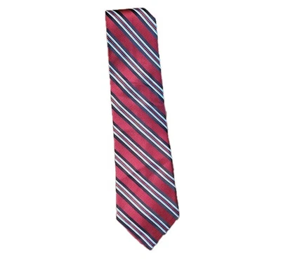 Corbata Bruno Piattelli Hecha a Mano Roja Negra Azul Blanca Patrón Inclinado Seda Pura Foto 1 de 4