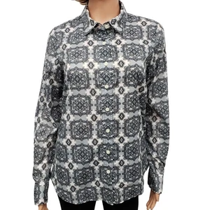 J. Crew The Perfect Shirt S Long Sleeve Button Front Slim Vintage Print Gray - Picture 1 of 11