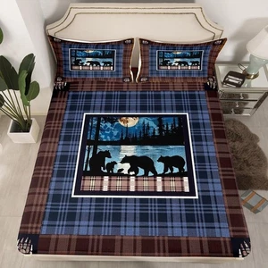 NEU MIT ETIKETT KINDER WILDLIFE BÄR DRUCK MEHRFARBIG 3-TEILIGES BLATTSET DOPPELGRÖSSE - Bild 1 von 4