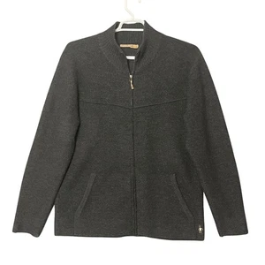 Smartwool Mens Merino Wool Full Zip Sweater Jacket Size Large Charcoal Black - Picture 1 of 8