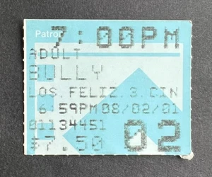 Boleto de película Larry Clark Bully 2001 vintage 8/2/01 - Los Feliz 3, aprox. - Imagen 1 de 1