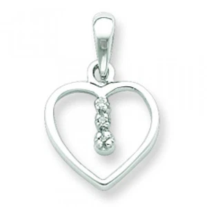 Sterling Silver Diamond Rhodium Heart Pendant - Picture 1 of 3