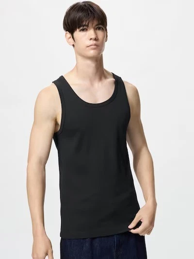 Camiseta sin mangas acanalada color UNIQLO DRY M-4XL blanca/negra/gris para hombre 482759 nueva con etiquetas Foto 1 de 4