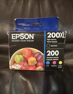 Genuine Epson 200XL 4-Pack Ink Cartridge Set Black, Cyan, Magenta, Yellow Sealed - Picture 1 of 7