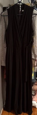 Mono Sandra Darren Pierna Ancha Corbata Cintura Cuello en V Talla S Negro Nuevo con Etiquetas-017 Foto 1 de 4