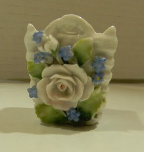 Mini cesto vintage in porcellana made in Germany rose fiori blu - Foto 1 di 9