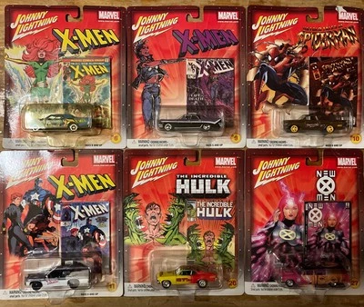 Johnny Lightning X-Men, Hulk, Spider-man, New Men Die Cast Cars 6,9,10,11,20,27 - Image 1 of 4