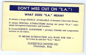 Clarkdale Motor Chevrolet Dealer Clarkdale Arizona Postcard D543 - Picture 1 of 2