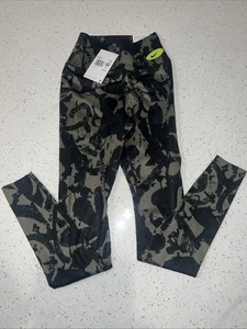 NIKE Khaki Green Black One Luxe Icon Clash Dri-Fit Mid Rise Active Leggings XXS - Picture 1 of 5
