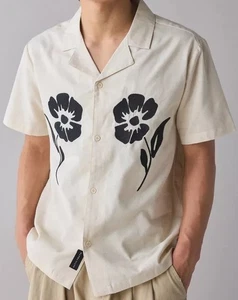 NATIVE YOUTH URBAN OUTFITTER CREAM BLACK EMBROIDERED ENGLAND DESIGN SHIRT XL NWT - Picture 1 of 9