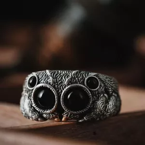 Black Agate Animal Open Rings Personalized Statement Ring Jumping Spider Ring - Picture 1 of 10