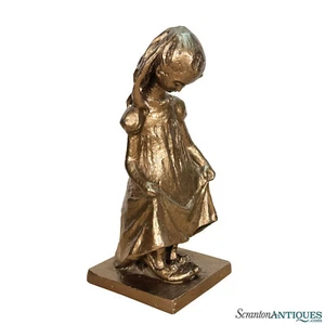 Vintage 21" Brutalist Gold Gilded Little Girl Sculpture - Picture 1 of 10