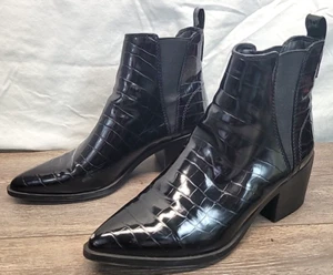 Steve Madden Botas Pull-on Chelsea de Cuero Negro Serpiente Repujado Hazel 8.5M - Imagen 1 de 10