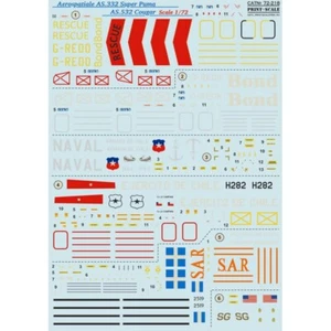 Print Scale 72-218 " Wet Decal for AS-332 Super Puma AS-532 Cougar " Decals 1:72 - Picture 1 of 4