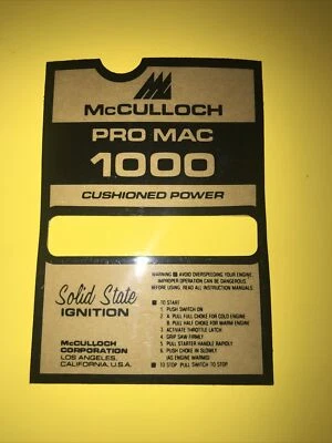 Placa de instrucciones McCulloch Pro Mac 1000 Foto 1 de 4