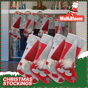 4 Piece 18" Christmas Stocking 3D Bearded Gnome Holiday Party Home Decor Hanging - Picture 1 of 8